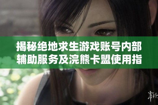 揭秘绝地求生游戏账号内部辅助服务及浣熊卡盟使用指南