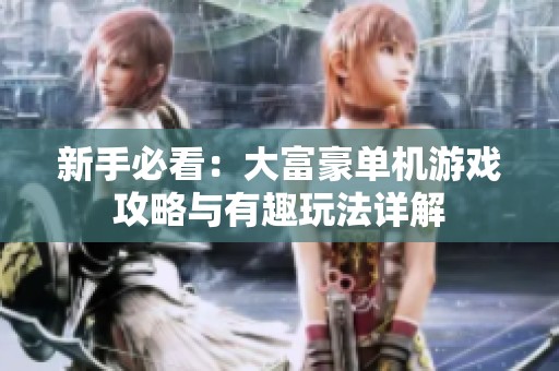 新手必看：大富豪单机游戏攻略与有趣玩法详解