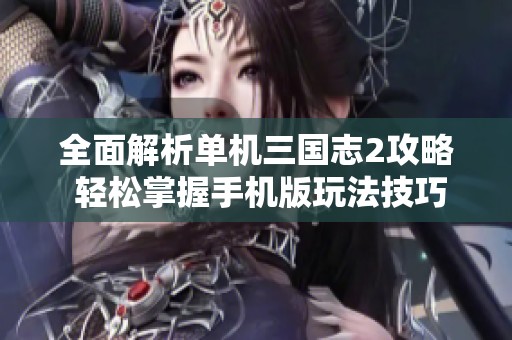 全面解析单机三国志2攻略 轻松掌握手机版玩法技巧与策略