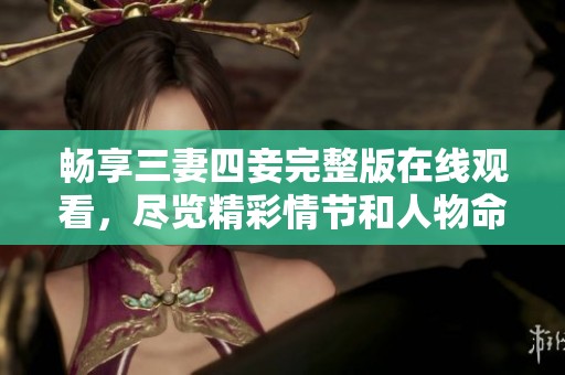 畅享三妻四妾完整版在线观看，尽览精彩情节和人物命运