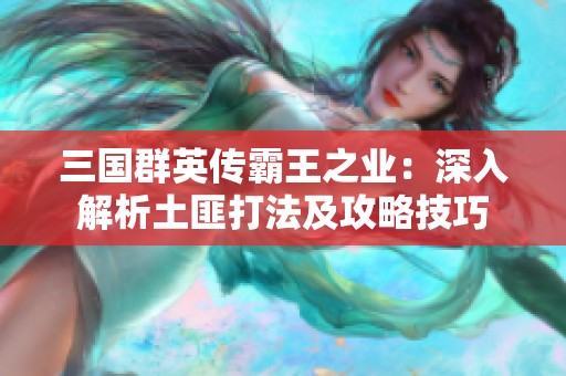 三国群英传霸王之业：深入解析土匪打法及攻略技巧