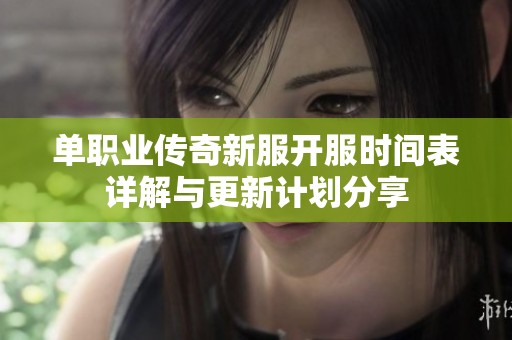 单职业传奇新服开服时间表详解与更新计划分享