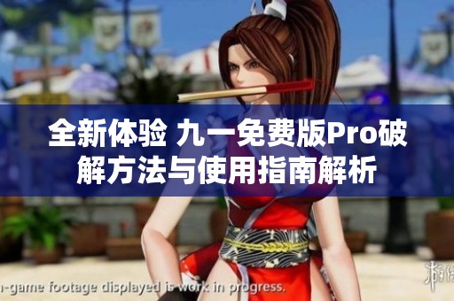 全新体验 九一免费版Pro破解方法与使用指南解析