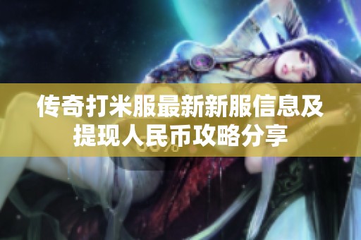 传奇打米服最新新服信息及提现人民币攻略分享