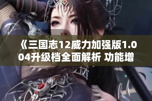 《三国志12威力加强版1.004升级档全面解析 功能增强与改动详情》
