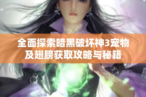 全面探索暗黑破坏神3宠物及翅膀获取攻略与秘籍