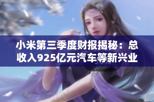 小米第三季度财报揭秘：总收入925亿元汽车等新兴业务成亮点