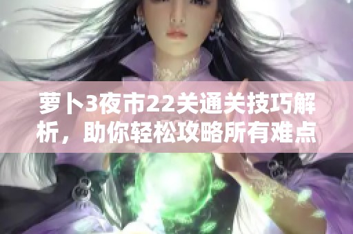 萝卜3夜市22关通关技巧解析，助你轻松攻略所有难点