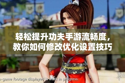 轻松提升功夫手游流畅度，教你如何修改优化设置技巧