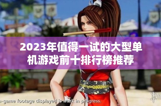 2023年值得一试的大型单机游戏前十排行榜推荐