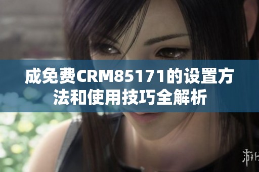 成免费CRM85171的设置方法和使用技巧全解析