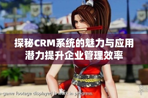 探秘CRM系统的魅力与应用潜力提升企业管理效率