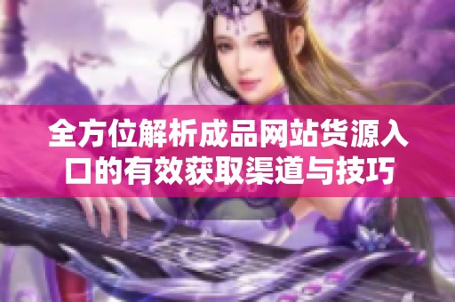 全方位解析成品网站货源入口的有效获取渠道与技巧
