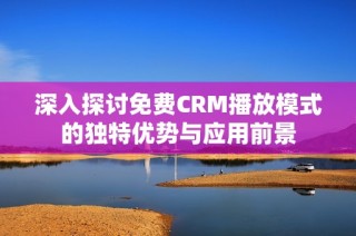深入探讨免费CRM播放模式的独特优势与应用前景