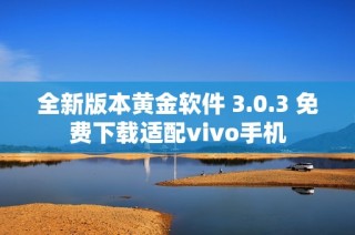 全新版本黄金软件 3.0.3 免费下载适配vivo手机