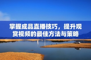 掌握成品直播技巧，提升观赏视频的最佳方法与策略